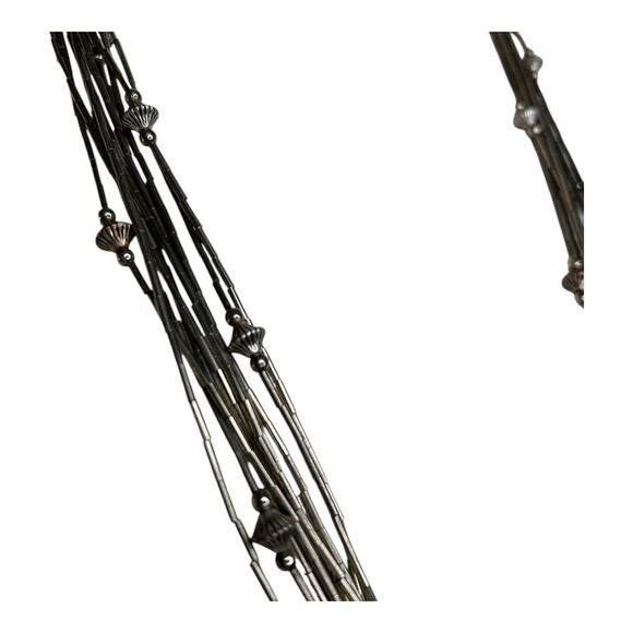 VTG Southwestern Liquid Silver Tone Necklace With Faux Bench Beads Ten Strands - Picture 3 of 4